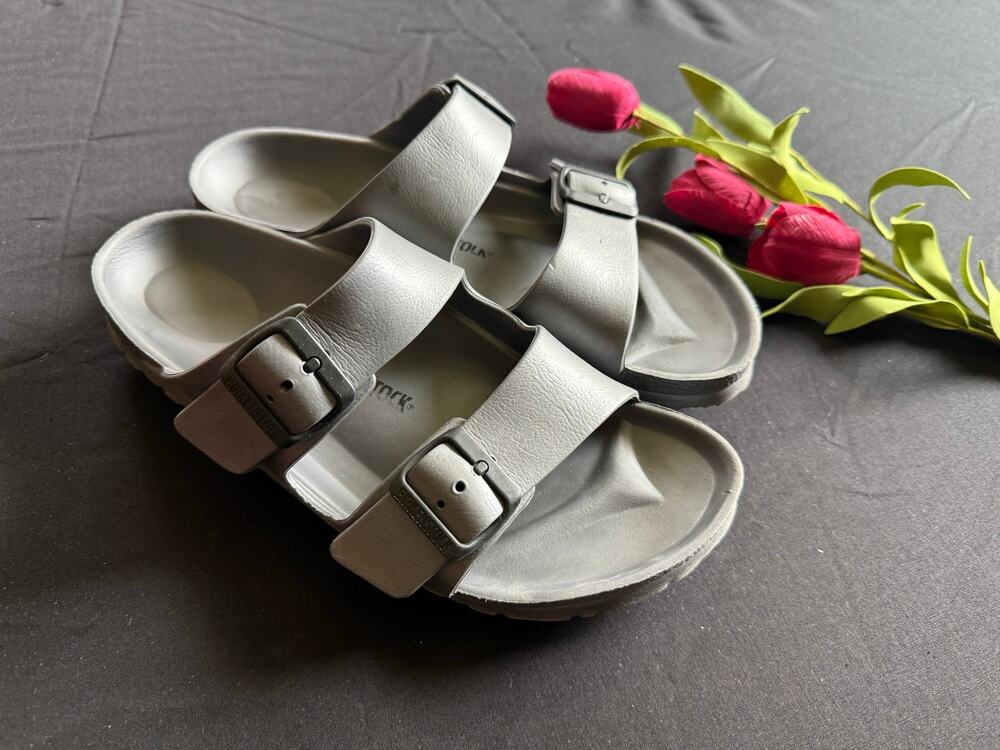 Birkenstock Arizona EVA Sandals Metallic Silver Size 41